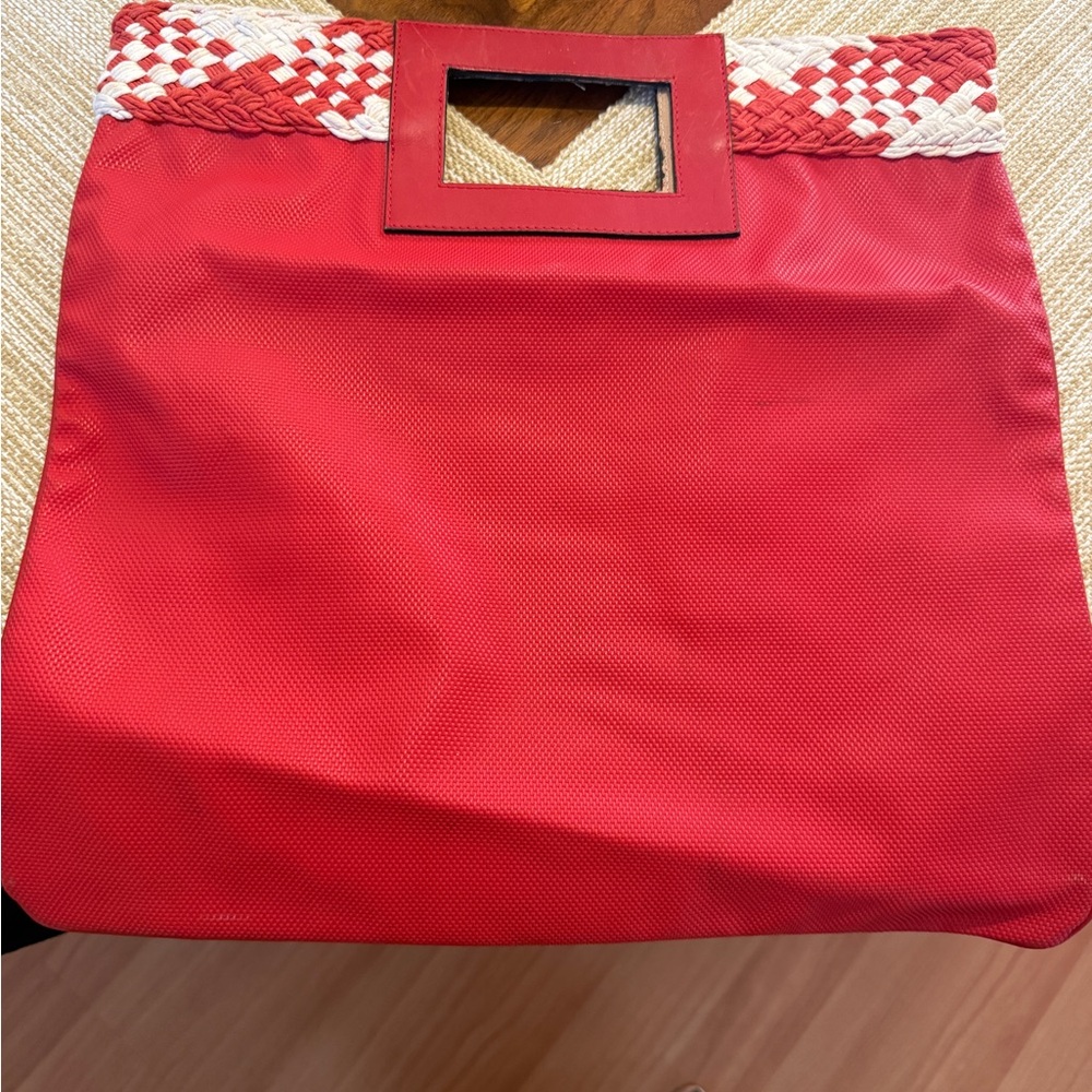 Fendi Red and Cream Woven Vintage Tote - Picture 6 of 8